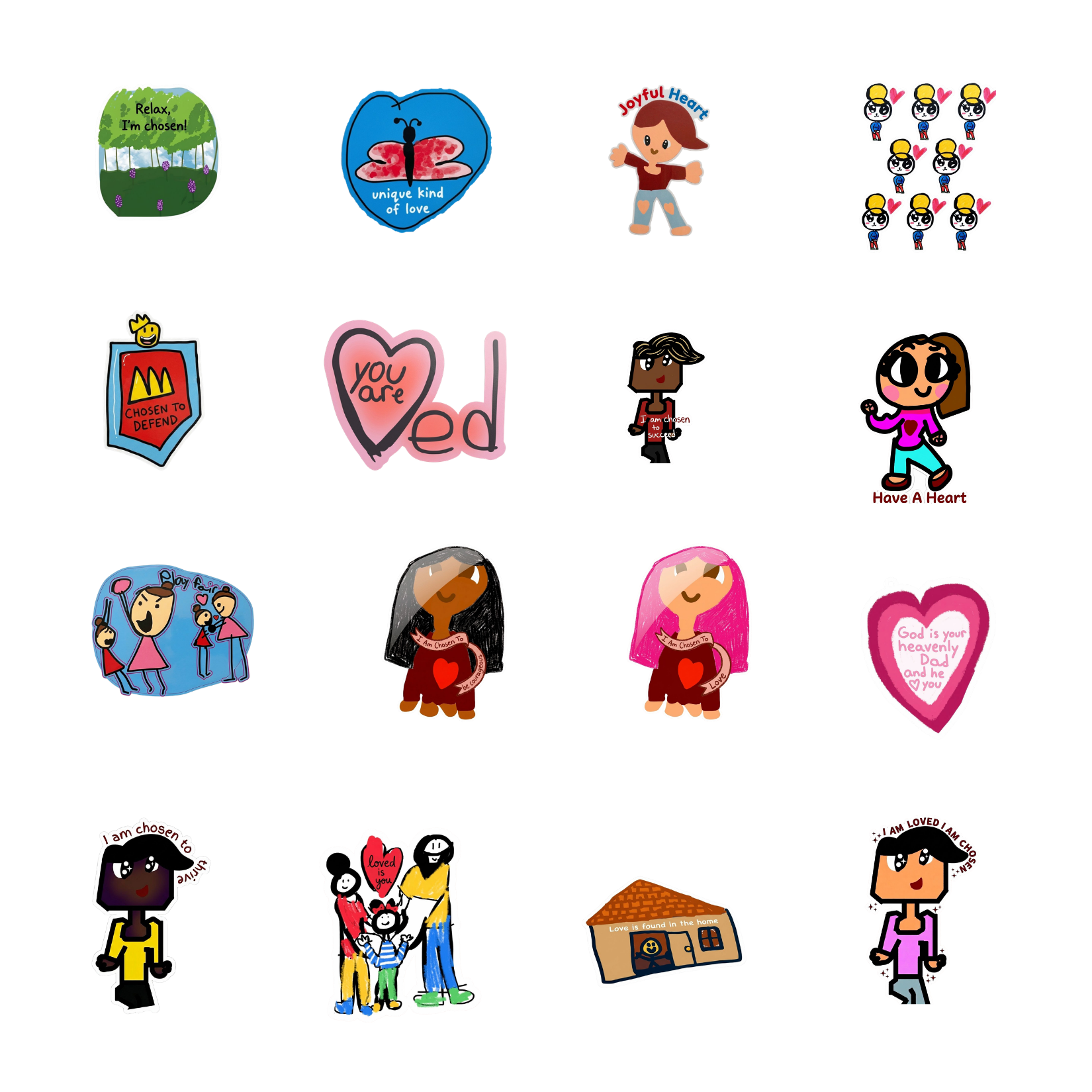 Loved & Chosen affirmation sticker sheet